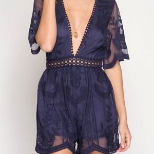Hydra Lace Navy Romper